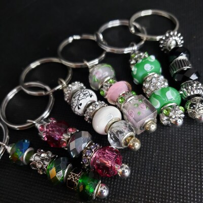 Beaded keychain, sparkle, gift for her, glass beads - image2
